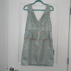 Peplum torquoise and light gold shimmer dress